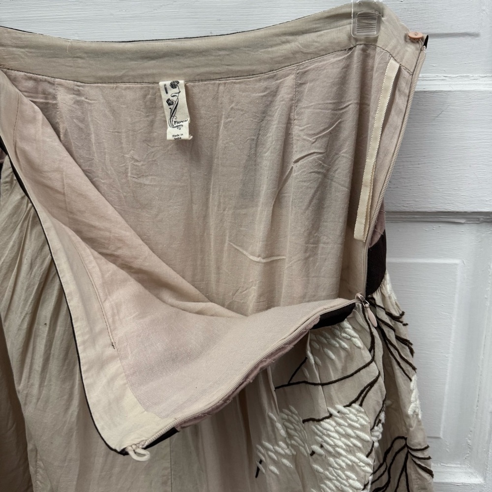 Floreat Embroidered Beige Skirt Size 10 Boho Cottagecore - Picture 6 of 8